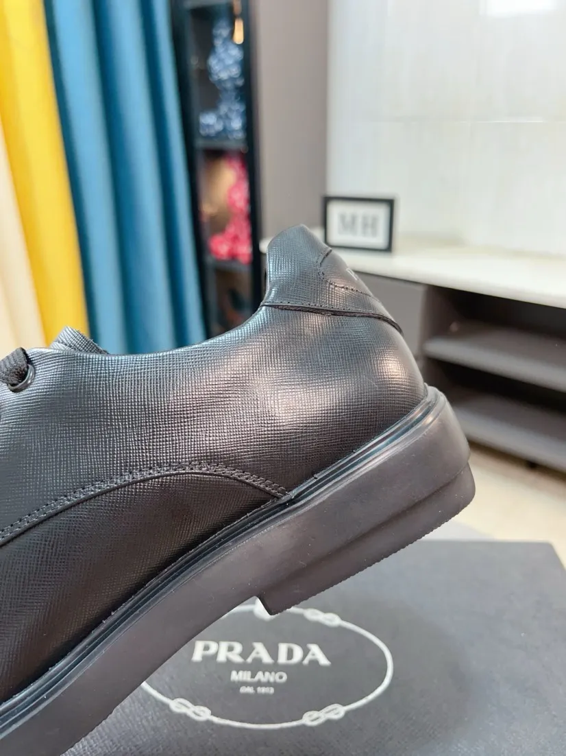 Men's shoes 💰540🌹🌹【PRADA Leather Shoes】Top purchasing agency Original imported Italian custom-made open-edge beaded cowhide leather surface, fully imported water-dyed breathable cowhide lining, original factory special molded sole super comfortable, size: 38-44